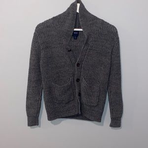 Gently used dark grey boys sweater cardigan/ size M